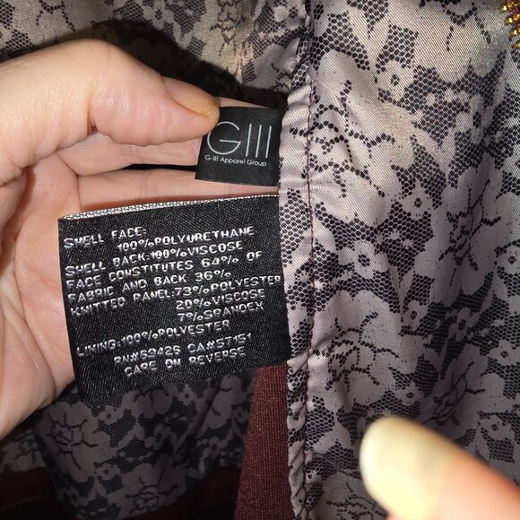 G-III Black Rivet Burgundy Vegan Leather Jacket - Size L/XL - new without tags - Picture 9 of 9
